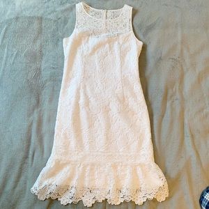 White lace WHBM dress, bridal